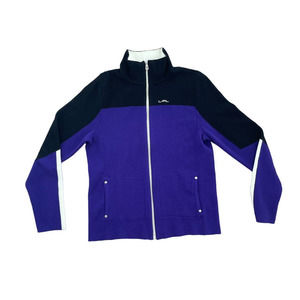 Vintage 90s L-RL Ralph Lauren Active Purple & Black Zip-Up Knit Jacket Large